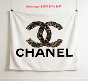 Chanel Flannel Throw Blanket Elegant Floral & Leaf Art Print IMG_7335